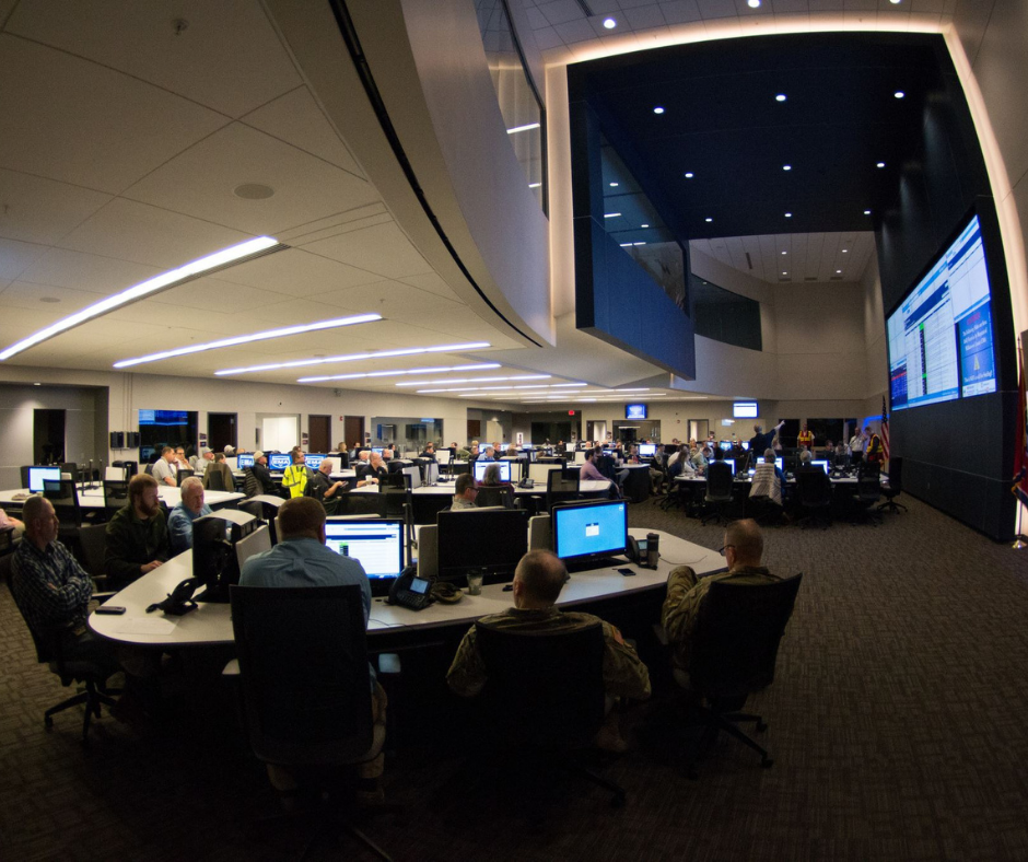 The EOC fully staffed during an event.